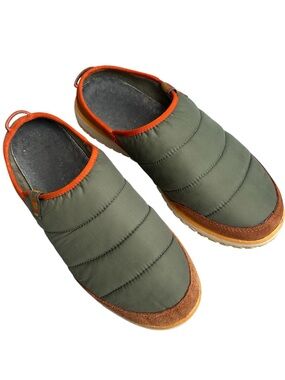 L.L. Bean Mountain Classic Quilted Slides Olive Green Slip On Slippers Shoes
